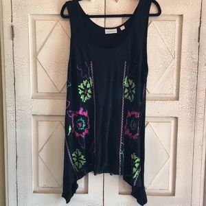 Embroidered neon swim cover up